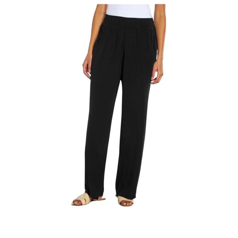 NWT Three Dots Women’s Black Rayon Wide-Leg Elastic pull on Pants swim size XXL
